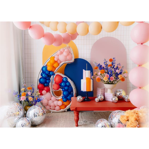 Számkeret 6-os latex lufikhoz 126 cm ezüst