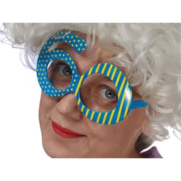 Szemüveg 60-as szám alakú, kék, 13 cm széles keret, 8,5 cm magas keret, 13 cm szárhossz