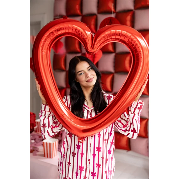 Szív alakú fólia lufi 86x83,5 cm piros