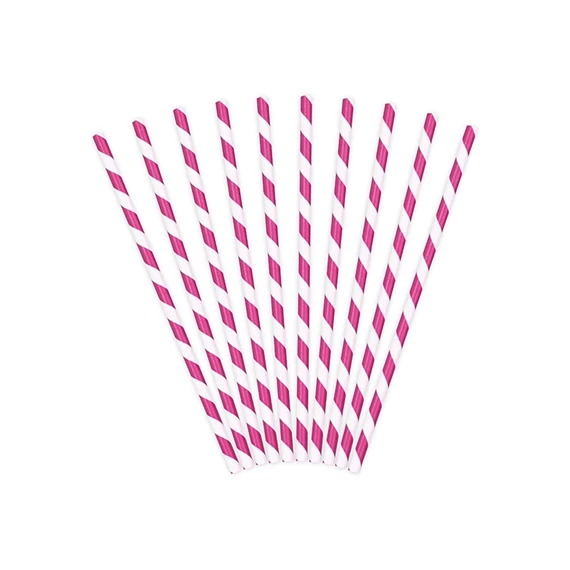 Szívószál papír 19,5cm pink S/10