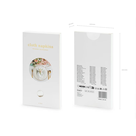 Szövet szalvéta fehér 40x40 cm S/4