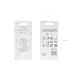 Születésnapi gyertya 3-as szám ezüst 7 cm