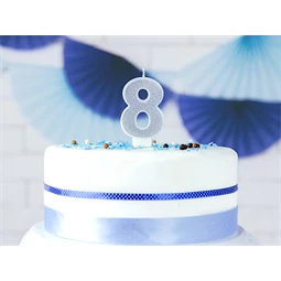 Születésnapi gyertya 8-as szám ezüst 7 cm