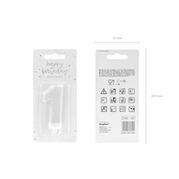 Szülinapi gyertya 1-es szám ezüst 7 cm