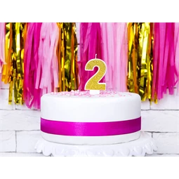 Szülinapi gyertya 2-es szám arany 7 cm