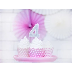 Szülinapi gyertya 4-es szám ezüst 7 cm