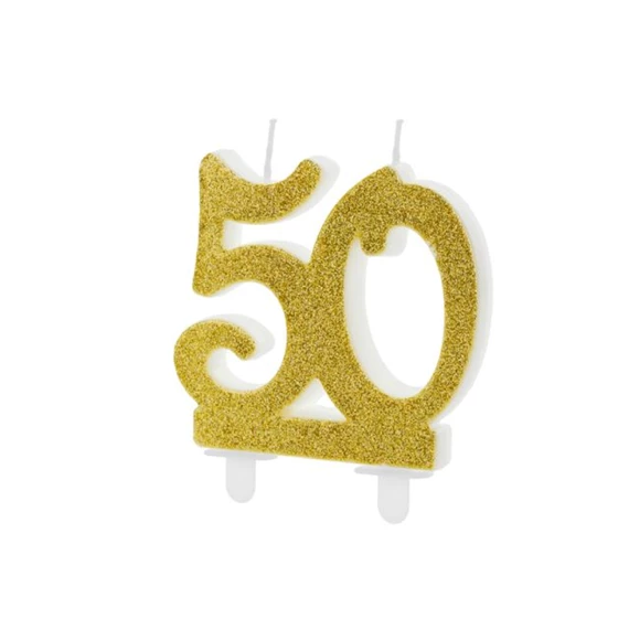 Szülinapi gyertya 50-es szám arany 7,5 cm