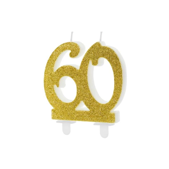 Szülinapi gyertya 60-as szám arany 7,5 cm