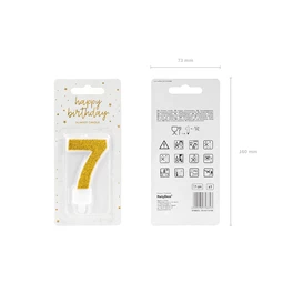 Szülinapi gyertya 7-es szám arany 7 cm