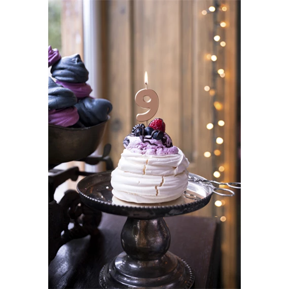 Szülinapi gyertya 9-es szám rózsaarany 4,5 cm