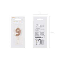 Szülinapi gyertya 9-es szám rózsaarany 4,5 cm