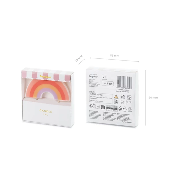 Szülinapi gyertya szivárvány 4,5 cm mix