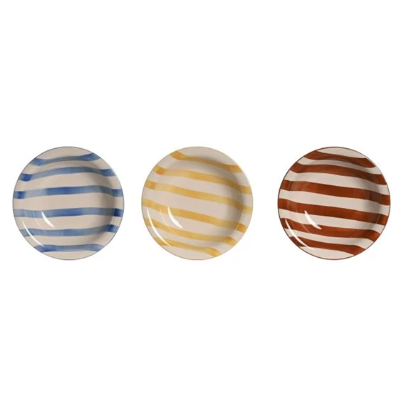 Tányér csíkos 21,5x21,5x5,5 cm 3 féle