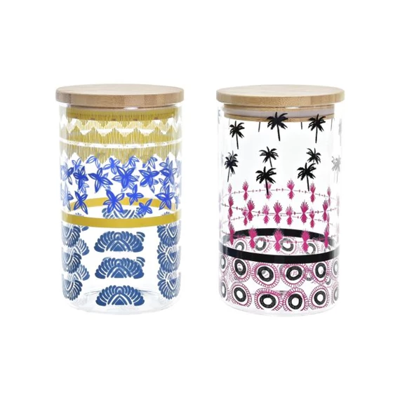 Tároló afrikai mintás 10x10x17 cm 1000 ml 2 féle