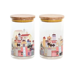 Tároló házakkal 10x10x17 cm 1000 ml 2 féle