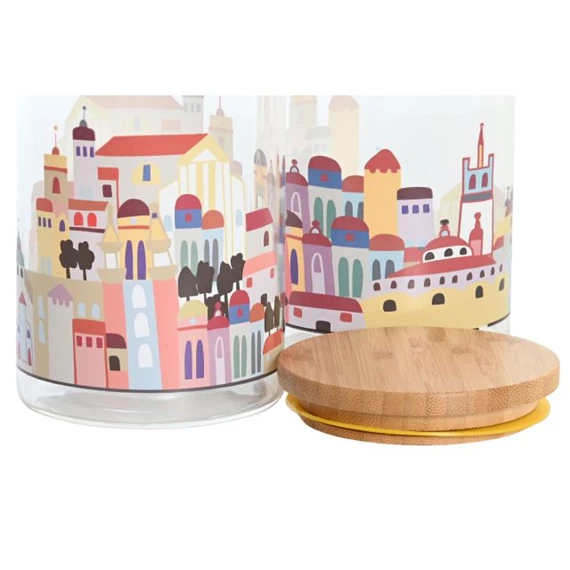 Tároló házakkal 10x10x22 cm 1400 ml 2 féle