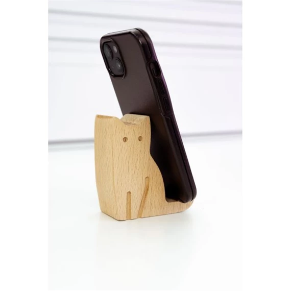 Telefontartó fából, macska