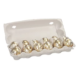 Tojás igazi, arany mintával dobozban 6 cm S/12