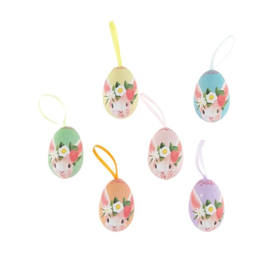 Tojás nyuszifej mintával. akasztós 6 cm S/6