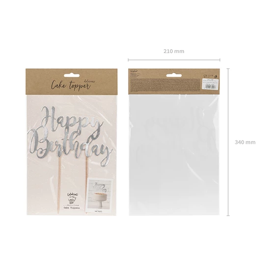 Tortadísz happy birthday ezüst 22,5 cm