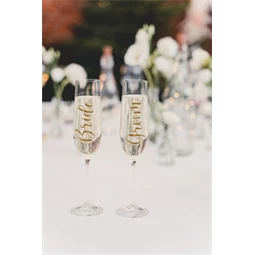 Üveg matrica bride & groom arany 7,5-8x4-4,5 cm S/2