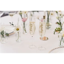 Üveg matrica bride & groom arany 7,5-8x4-4,5 cm S/2