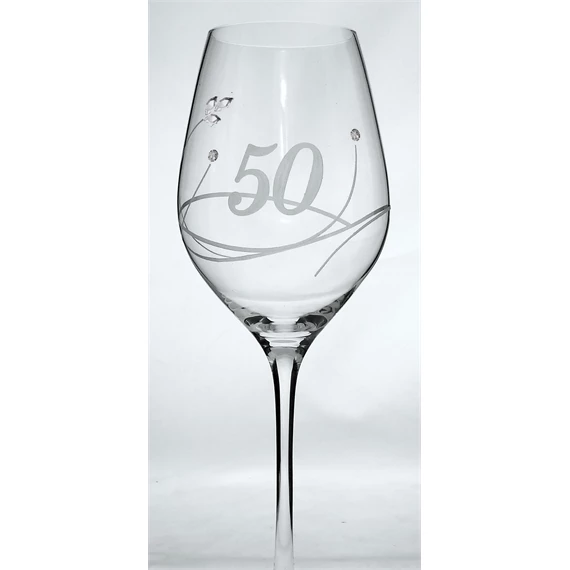 Boros pohár "Celebration 50 yr" felirattal, Swarovski kristállyal 360 ml 22,5x8 cm