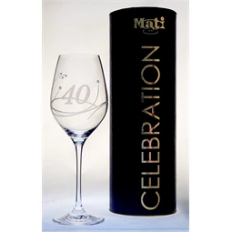 Boros pohár "Celebration 40 yr" felirattal, Swarovski kristállyal 360 ml 22,5x8 cm