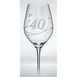 Boros pohár "Celebration 40 yr" felirattal, Swarovski kristállyal 360 ml 22,5x8 cm