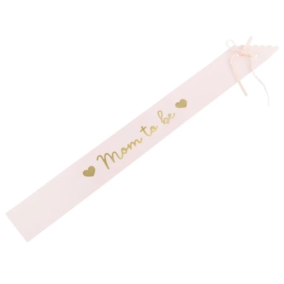 Vállszalag "Mom to be" textil 75 cm rózsaszín
