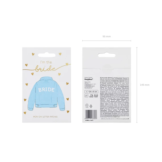 Vasalható matrica menyasszony fehér 24x6 cm