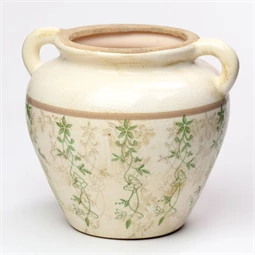 Váza füllel növény mintával 21x18,5x18 cm