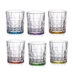 Whisky tumbler pohár szett Diplomat színezett talppal 9 cm S/6